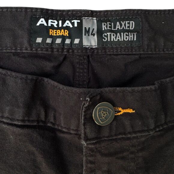 ARIAT Rebar M4 Relaxed Straight Black Jeans Pants 34x32 Durastretch Double Front - Picture 3 of 16